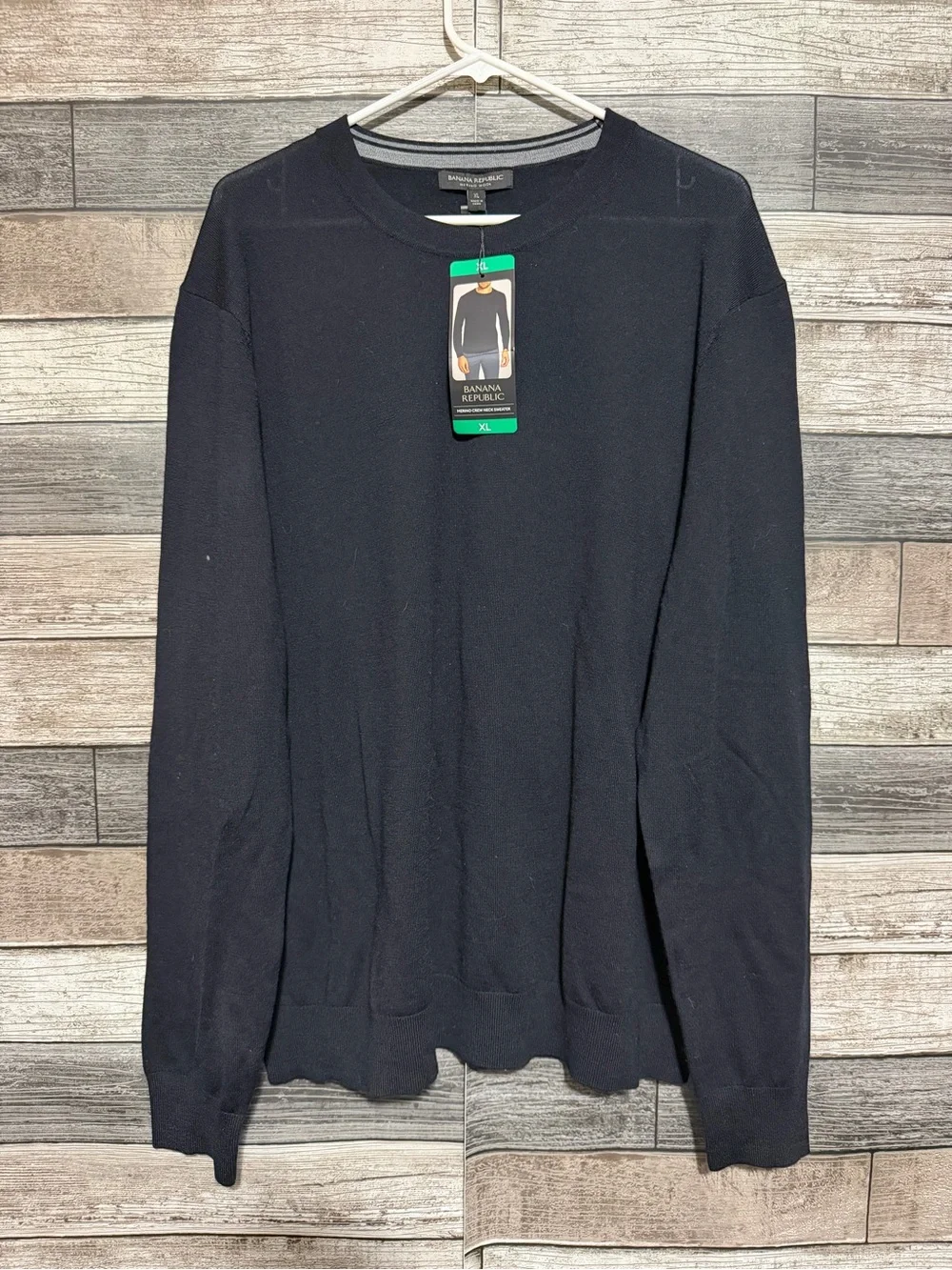 Banana Republic 100% Merino Wool Sweater Men’s XL Black Pullover Crewneck